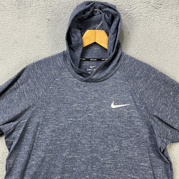 Nike Swim Dri-Fit Shirt Pullover Hoodie Mens Large Blue Lightweight Long Sleeve